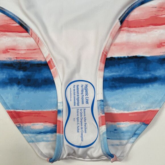 Peyton Parker Tank Swimsuit Womens XXL Stripe One Piece Swimwear White Blue NWT - Picture 7 of 10